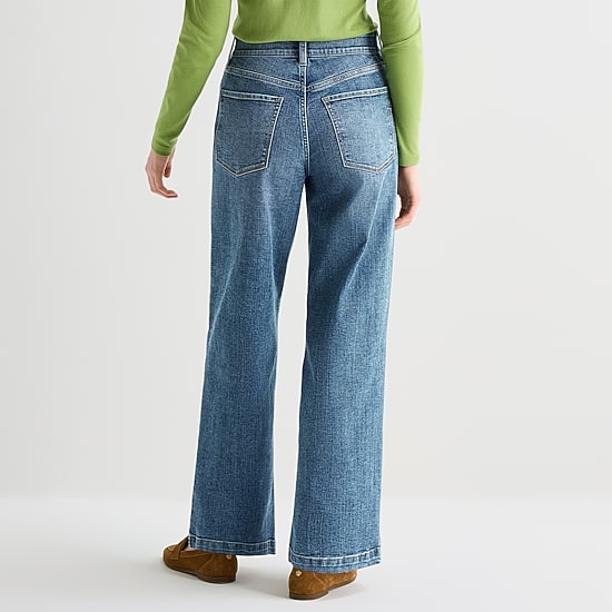 St. John's Bay Womens High Rise Stretch Fabric Wide Leg Jean