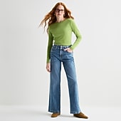 St. John's Bay Womens High Rise Stretch Fabric Wide Leg Jean
