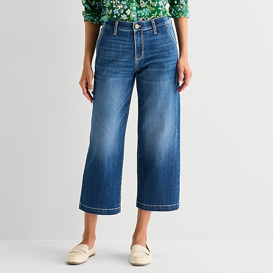 St. John's Bay Womens High Rise Wide Leg Jean