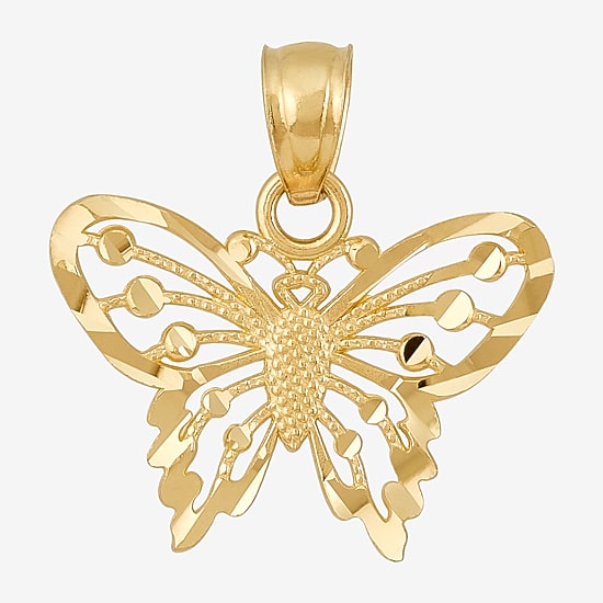 Womens 14K Gold Butterfly Pendant