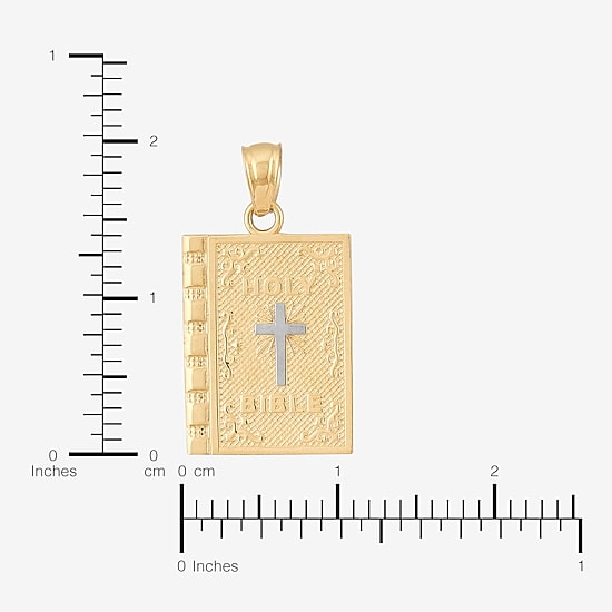 Religious Jewelry Bible Cover Cross Unisex Adult 10K Two Tone Gold Rectangular Pendant