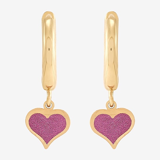 Womens 10K Gold 17.5mm Heart Hoop Earrings