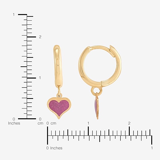 Womens 10K Gold 17.5mm Heart Hoop Earrings
