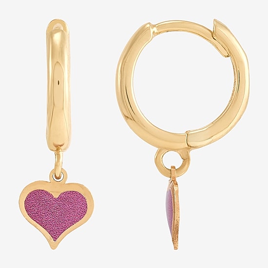 Womens 10K Gold 17.5mm Heart Hoop Earrings