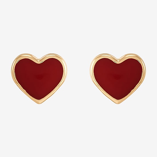 10K Gold 5.1mm Heart Stud Earrings