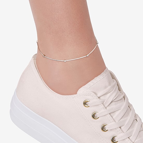 Made in Italy Womens Sterling Silver 9 Inch Solid Box Ankle Bracelet