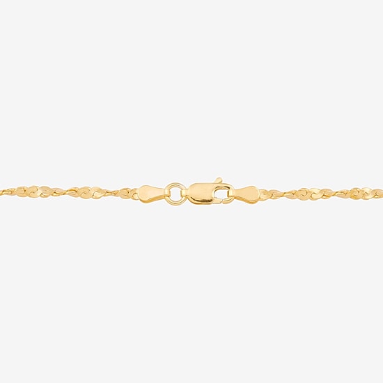 Made in Italy Womens 14K Gold Over Silver 9 Inch Solid Ankle Bracelet