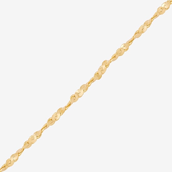 Made in Italy Womens 14K Gold Over Silver 9 Inch Solid Ankle Bracelet