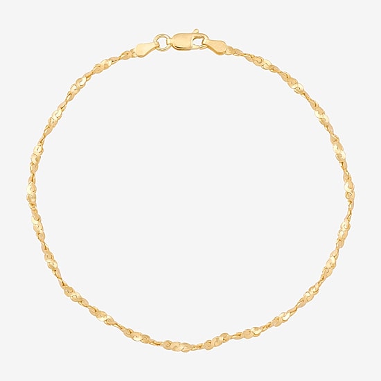 Made in Italy Womens 14K Gold Over Silver 9 Inch Solid Ankle Bracelet