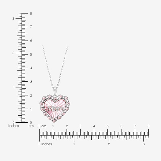 Womens Genuine Pink Mother Of Pearl Sterling Silver Heart 18 Inch Pendant Necklace