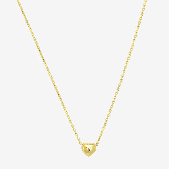 Womens 10K Gold Heart 16 Inch Pendant Necklace