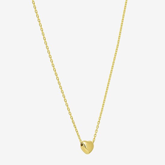 Womens 10K Gold Heart 16 Inch Pendant Necklace