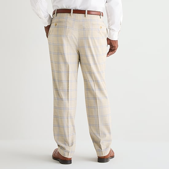 Shaquille O'Neal XLG™ Mens Big and Tall Stretch Fabric Regular Fit Plaid Flat Front Suit Pant