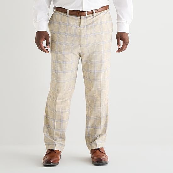 Shaquille O'Neal XLG™ Mens Big and Tall Stretch Fabric Regular Fit Plaid Flat Front Suit Pant