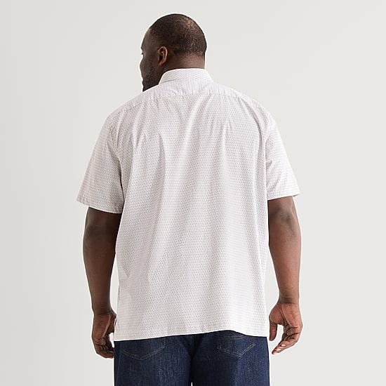 Stafford Mens Short Sleeve Regular Fit Big and Tall Button-Down Shirt