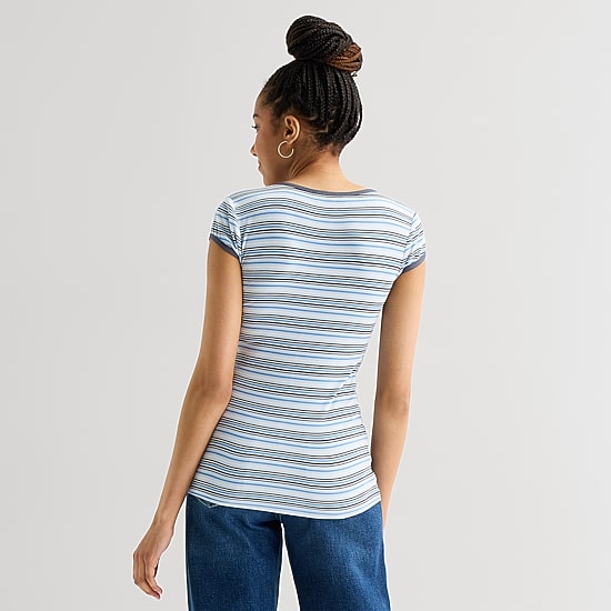 Arizona Womens Juniors Round Neck Short Sleeve T-Shirt