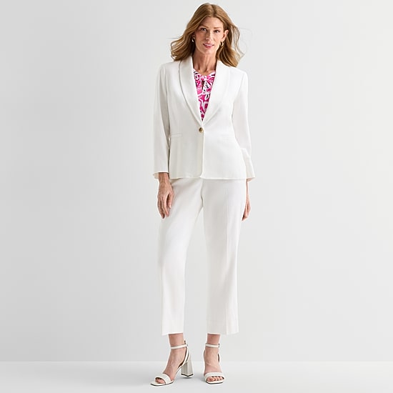 Black Label by Evan-Picone Linen Womens Classic Fit Straight Suit Pant