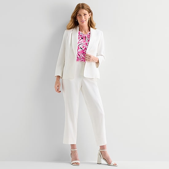 Black Label by Evan-Picone Linen Womens Classic Fit Straight Suit Pant