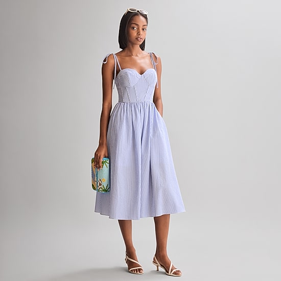 belle vie Seersucker Midi Dress