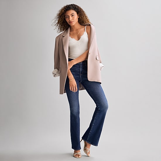 a.n.a Relaxed Blazer and High Rise Flare Jeans