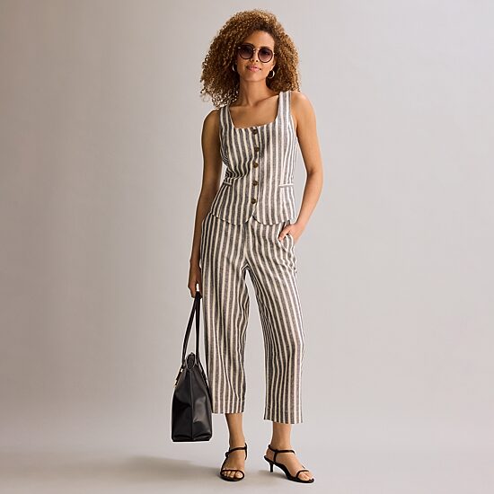a.n.a Linen Vest and Wide Leg Cropped Pants