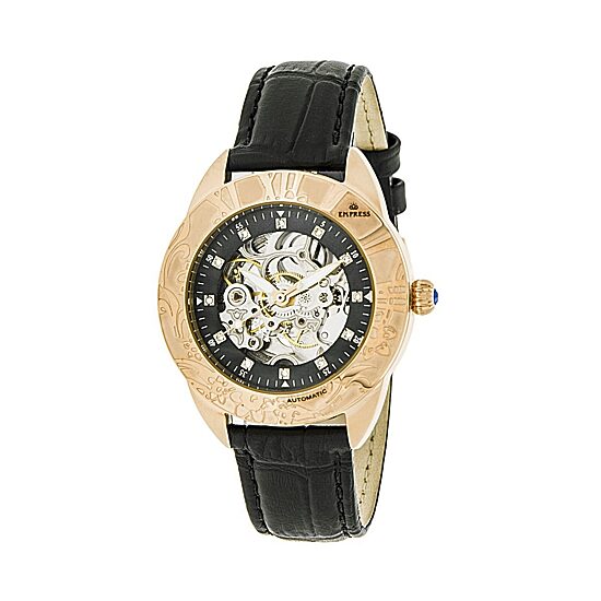 Empress Unisex Adult Black Leather Strap Watch Empem1107