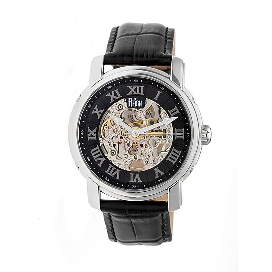 Reign Unisex Adult Automatic Black Leather Strap Watch Reirn4304