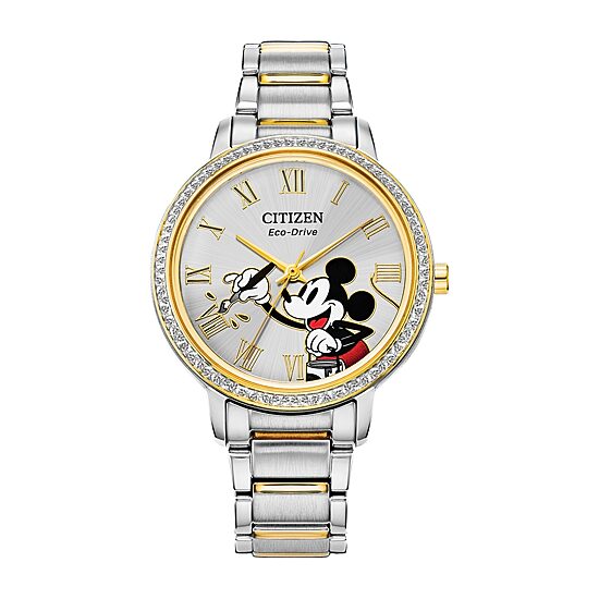 Citizen Disney Mickey Mouse Womens Two Tone Stainless Steel Bracelet Watch Fe7044-52w