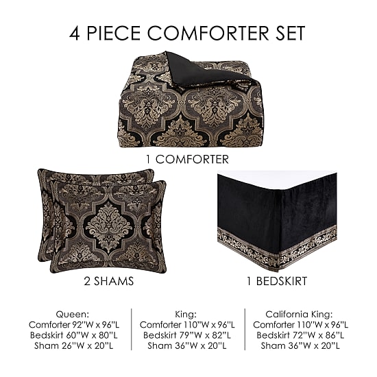 Queen Street Willow 4-Pc. Damask And Scroll Heavyweight Comforter Set