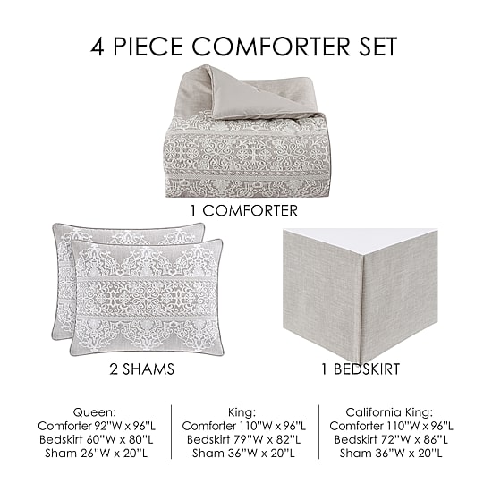 Queen Street Annie 4-pc. Damask + Scroll Comforter Set