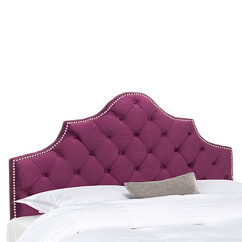 Arebelle Upholstered Tufted Nailhead Trim Headboard, One Size, Purple