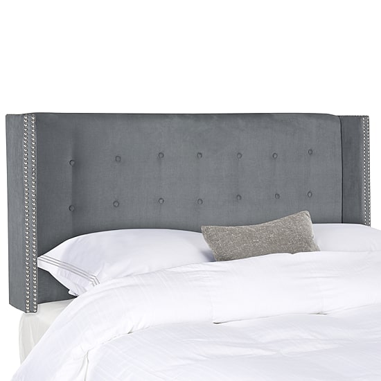Keegan Polyester Upholstered Tufted Nailhead Trim Headboard