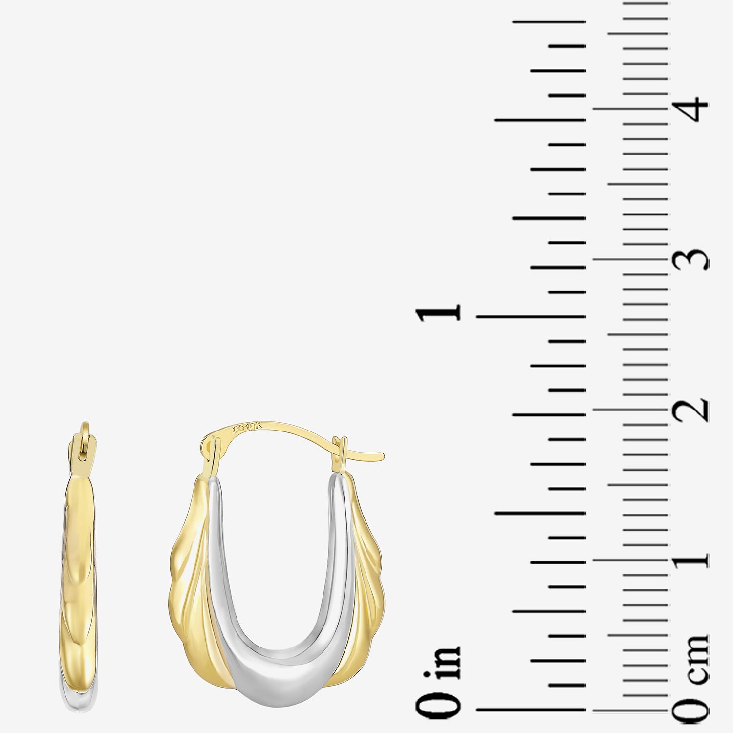 Womens 10K Two Tone Gold 20.7mm Round Hoop Earrings