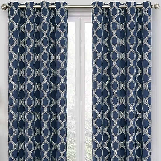 Max Blackout Prescott Grommet Top Embroidered 100% Blackout Single Curtain Panel