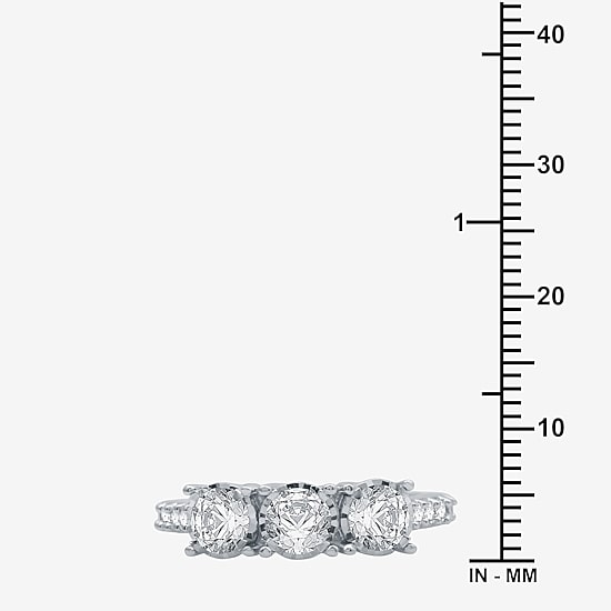 Love Lives Forever (G / Si1-Si2) Womens 1 1/2 CT. T.W. Lab Grown White Diamond 10K Gold Round 3-Stone Engagement Ring