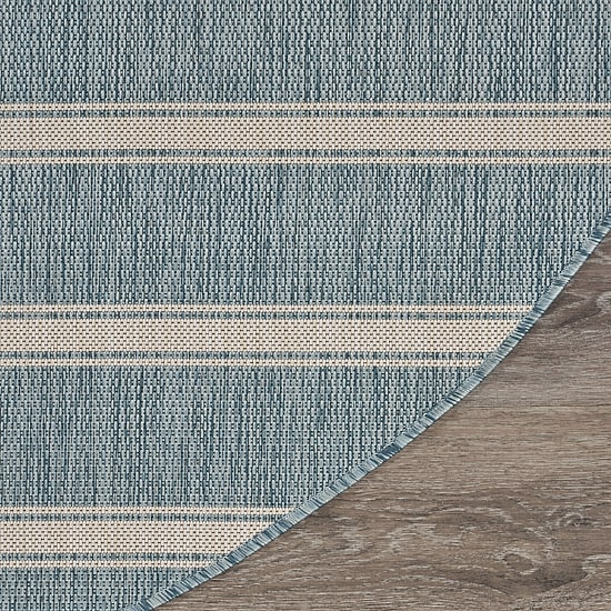 Samantha Destiny Beach Striped 7'6"X7'6" Indoor Outdoor Round Area Rug