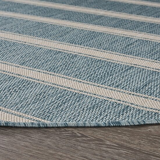 Samantha Destiny Beach Striped 7'6"X7'6" Indoor Outdoor Round Area Rug