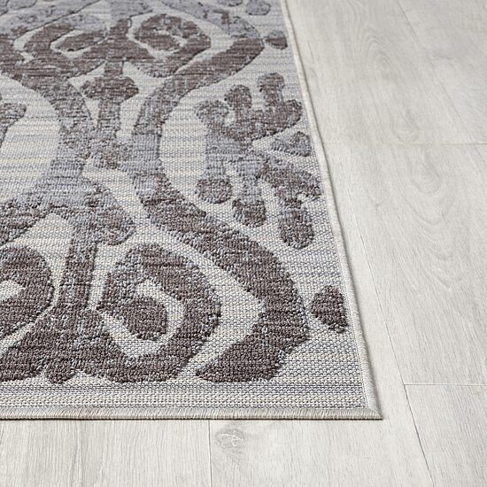 Winona Damask PET Yarn Indoor Outdoor Rectangular Area Rug