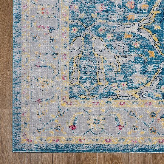 Anica Bordered Floral Filigree Indoor Outdoor Rectangular Area Rug