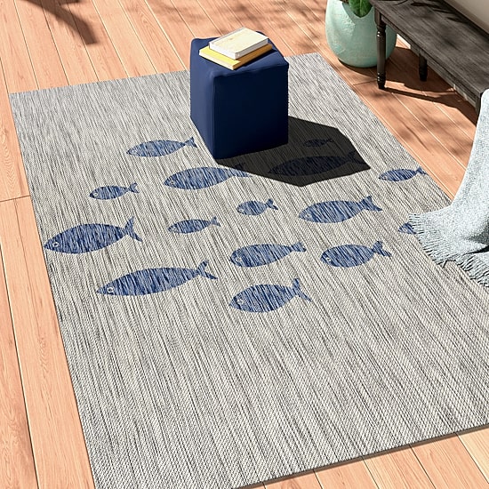 Catherine School Of Fish Indoor Outdoor Rectangular Area Rug