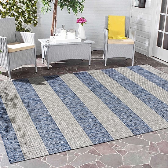 Catherine Coastal Striped Indoor Outdoor Rectangular Area Rug