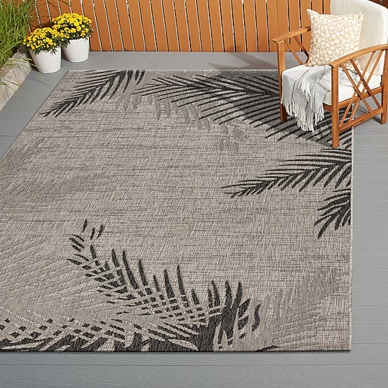 Celeste Coastal Palm Leaf Indoor Outdoor Rectangular Area Rug
