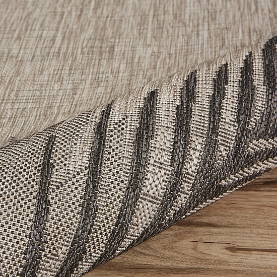 Celeste Coastal Palm Leaf Indoor Outdoor Rectangular Area Rug