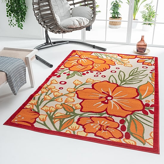 Corazon Tropical Hibiscus Indoor Outdoor Rectangular Area Rug