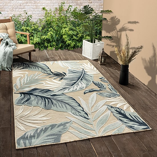Vanessa Botanical Hi-Low Contemporary Indoor Outdoor Rectangular Area Rug