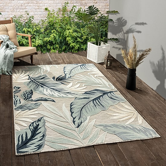 Vanessa Botanical Hi-Low Contemporary Indoor Outdoor Rectangular Area Rug