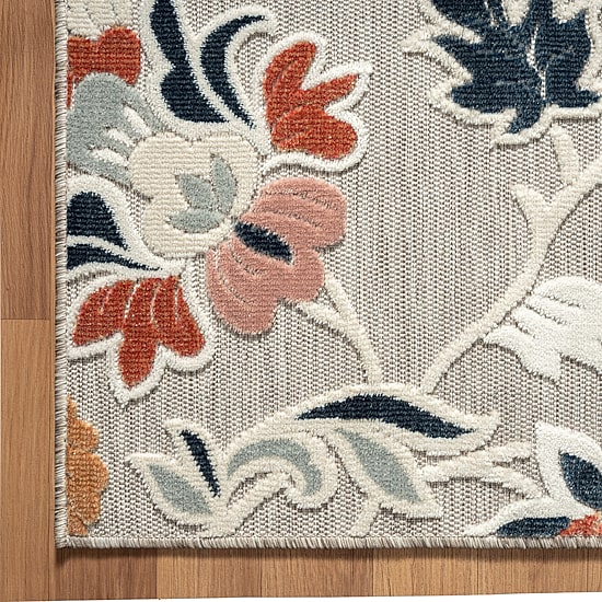 Vanessa Floral Filigree Hi-Low Indoor Outdoor Rectangular Area Rug