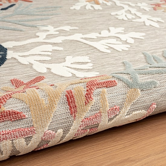 Vanessa Coral Reef Hi-Low Coastal Indoor Outdoor Rectangular Area Rug