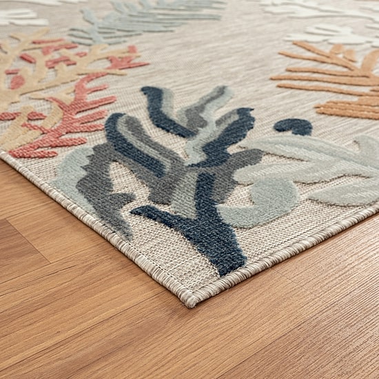 Vanessa Coral Reef Hi-Low Coastal Indoor Outdoor Rectangular Area Rug