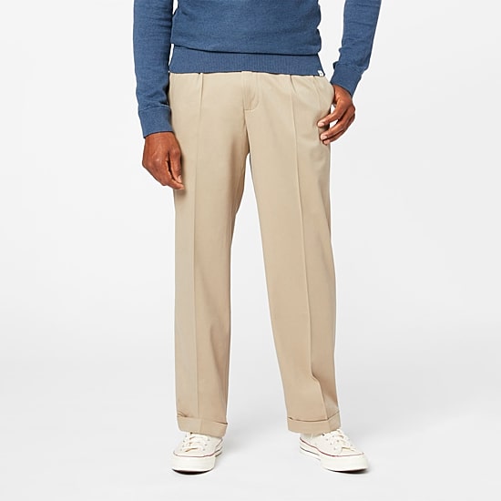 Dockers Comfort Khaki Mens Comfort Waistband Relaxed Fit Pleated Pant
